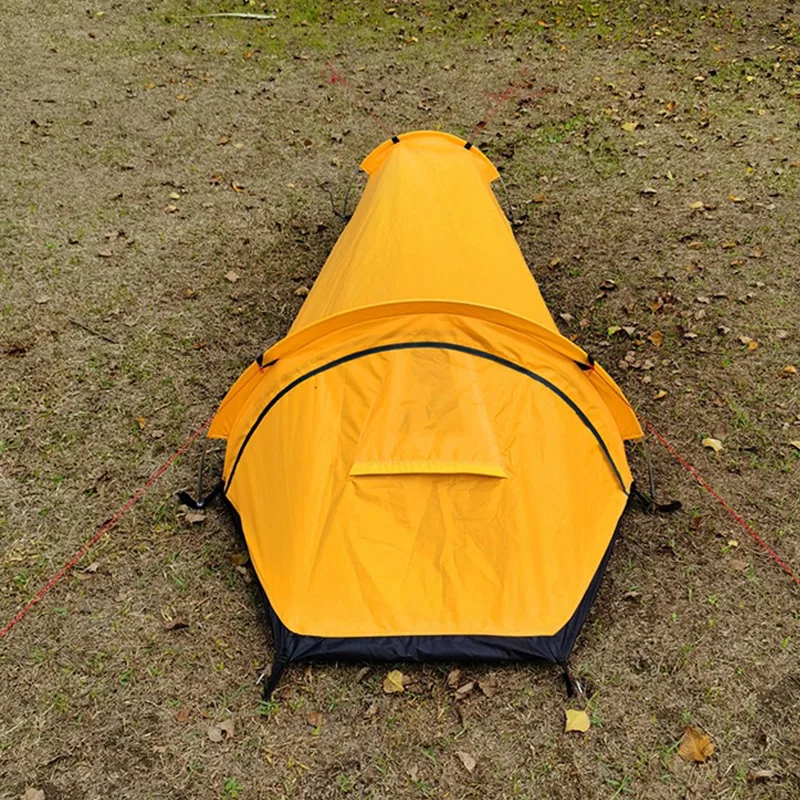 Single Person Outdoor Bivvy Tent Ultralight Hiking Backpacking Light Weight 1 Man Sleeping Tent 3 Seasons Green Orange