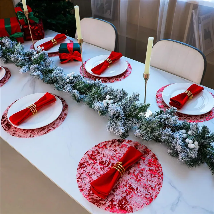 Christmas Luxury Disposable Gold Foil Mesh Placemats Round Kitchen Table Mats for Dining Table Wedding Birthday Party Decoration