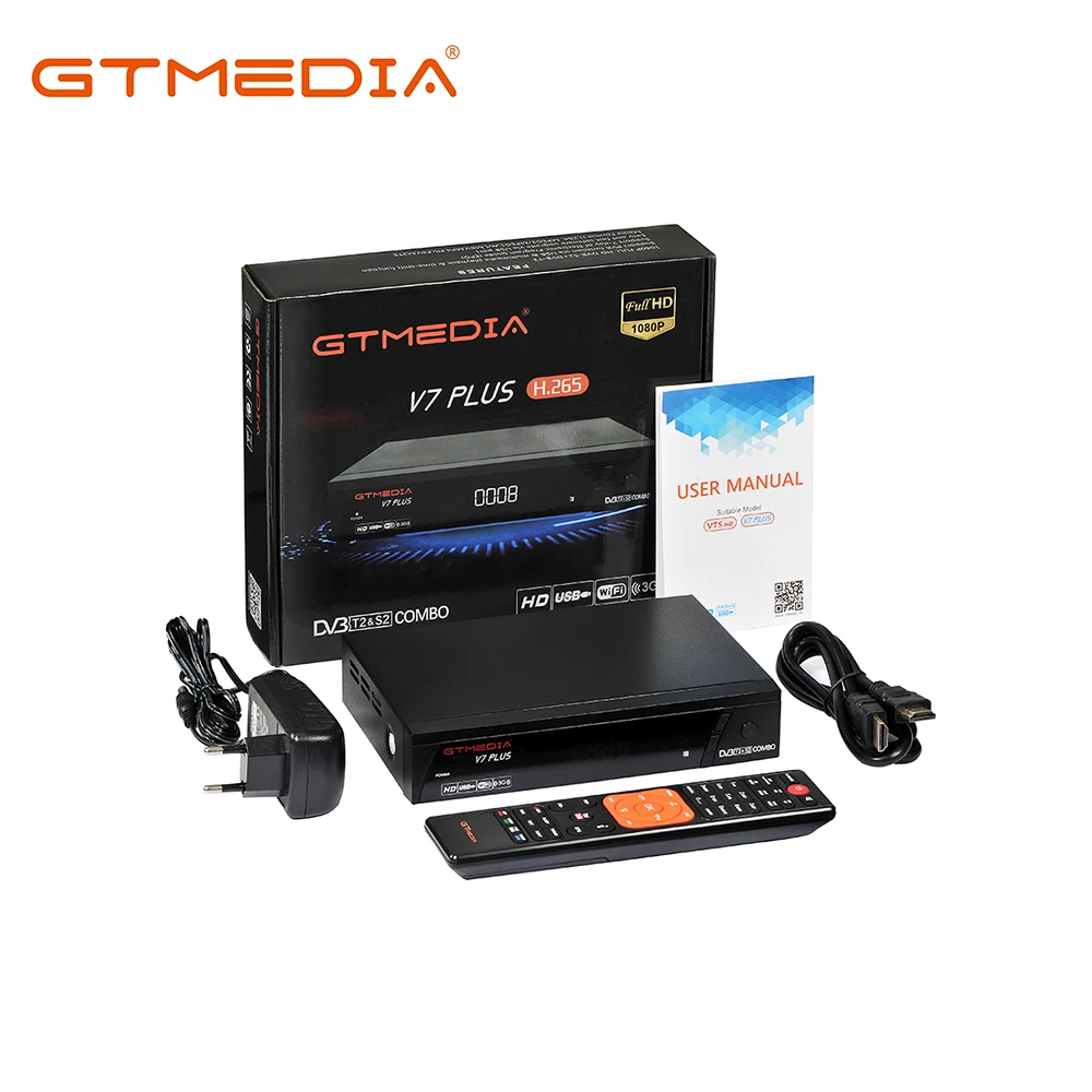 GTMedia V7 Plus DVB S2 Satellite Receiver DVB T2 decoder firmware upgrade support H.265 PowerVu,DRE & Biss key Network Sharing