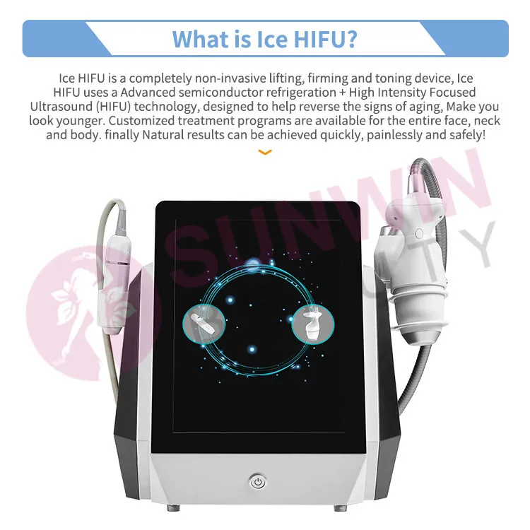 Korean ultrasound+cryo hifu 7d facial y corporal smas lift 5d ice cold hifu body slimming 9d frozen hifu anti-aging machine