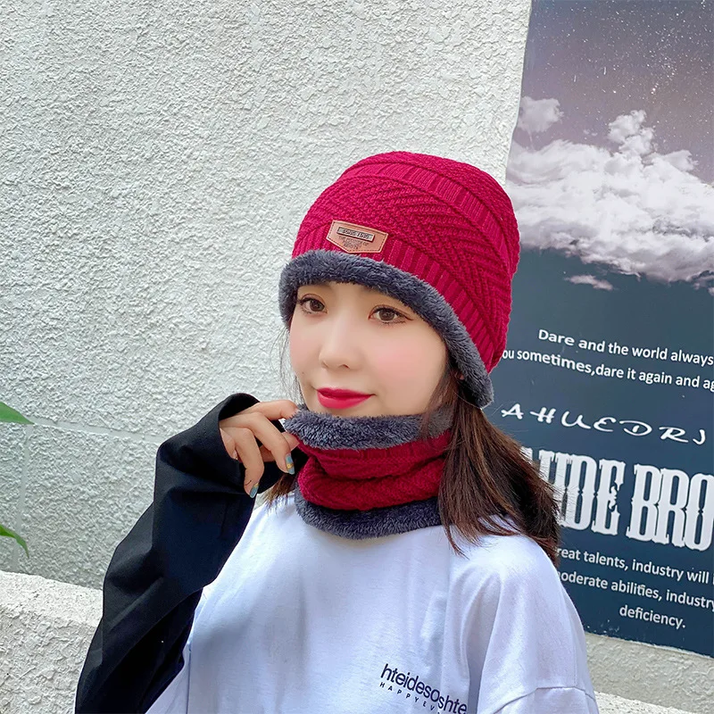 Winter Beanie Hat for Men Knitted Hat Winter Cap Beanie Women Thick Wool Neck Scarf Cap Balaclava Mask Bonnet Hats Set