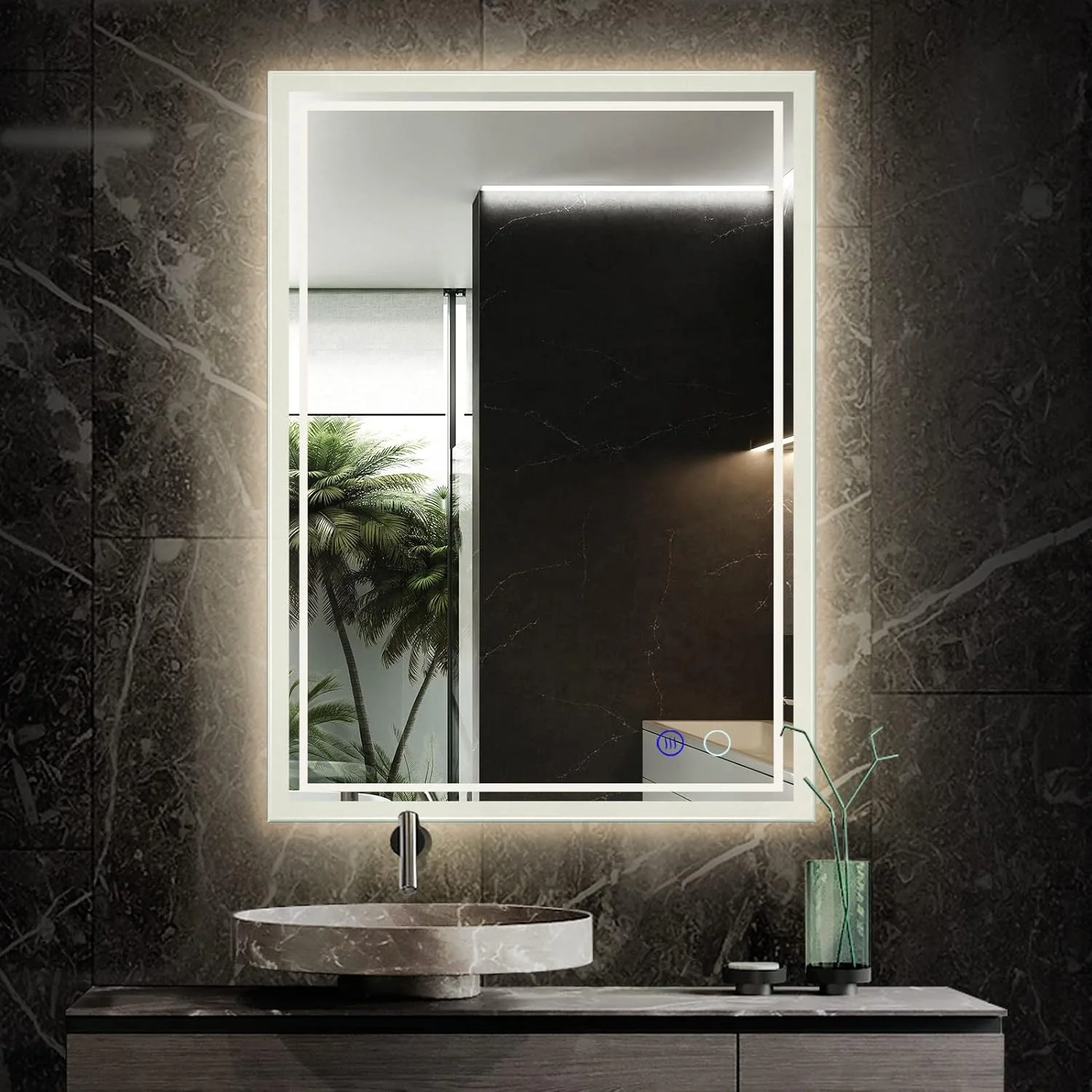 Wholesales Custom Logo LED Mirror Bathroom Gold Regular Vanity Mirror Factory Direct Sale Home Decor Vanity Lighted Mirror
