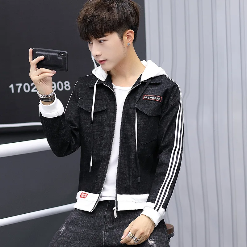 Chinese factory red jeans men shirts black jacket men jean jacket set