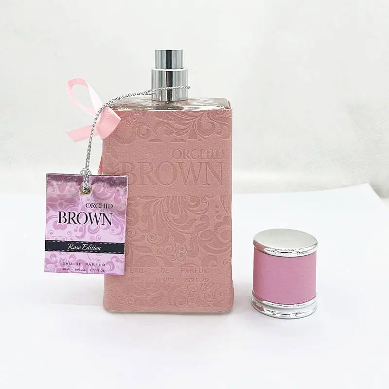 High quality Pink leather holster arabic perfume luxury 100ML Middle East Dubai UAE Vietnam women ORCHID BROWN perfume Wholesale