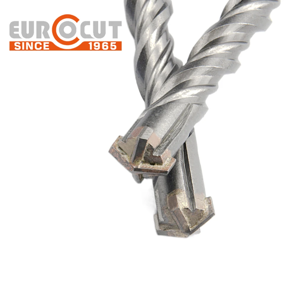 EUROCUT Carbide Tip Type Steel Alloy SDS Plus Hammer Concrete Drill Bits for Masonry Concrete Rock