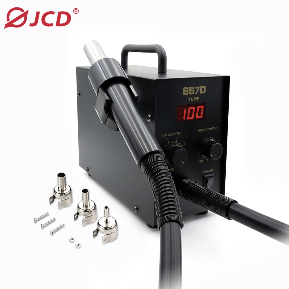 JCD 857D Soldering Station Rework Station Hot Air Gun Welding Repair Soldering Iron Tools 2 in 1 LED Digital Station 600w Engine