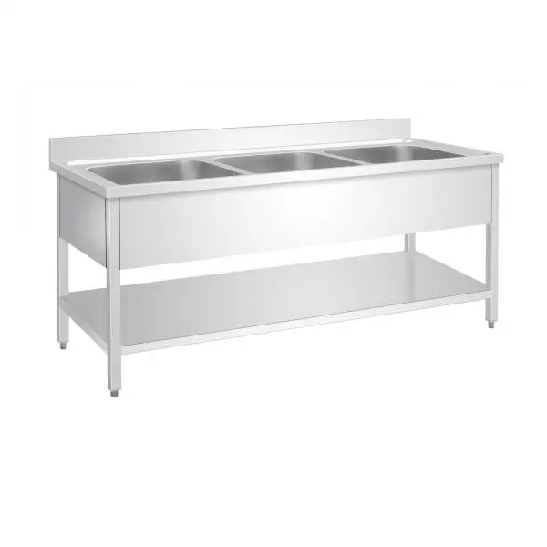 Hotel Restaurant Kitchen Equipment Stainless Steel Kitchen Sink UAE Industrial Metal Sink Table with Drainer Prep Table Sink