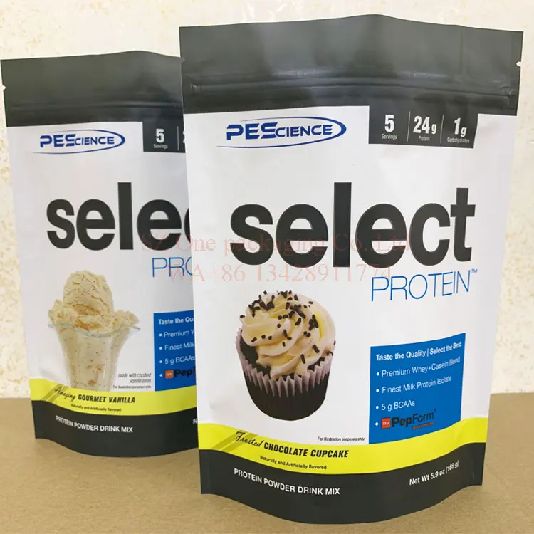Digital Print Low Moq 1lb 454g 8oz 240g Waterproof Aluminum Foil Whey Protein Soybean Powder Shake Milk Packaging Bag