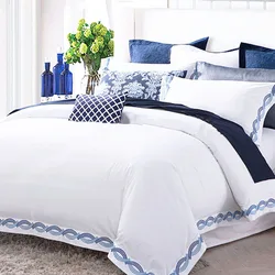 100% Cotton  Bed Sheet  500TC Fitted Bedsheet 4-In-1Bedspread White Bedding Set for Hotel