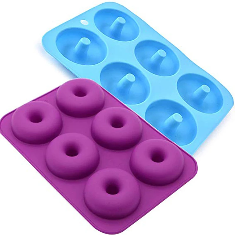 6-Cavity Heat-Resistant Silicone Donut Tray BPA Free for Baking for Food Commercial Use Packaged in Bags