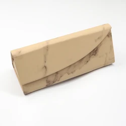 Luxury Marble Pattern PU Leather Triangle Folding Sunglasses Case Magnetic Reading Glasses Case