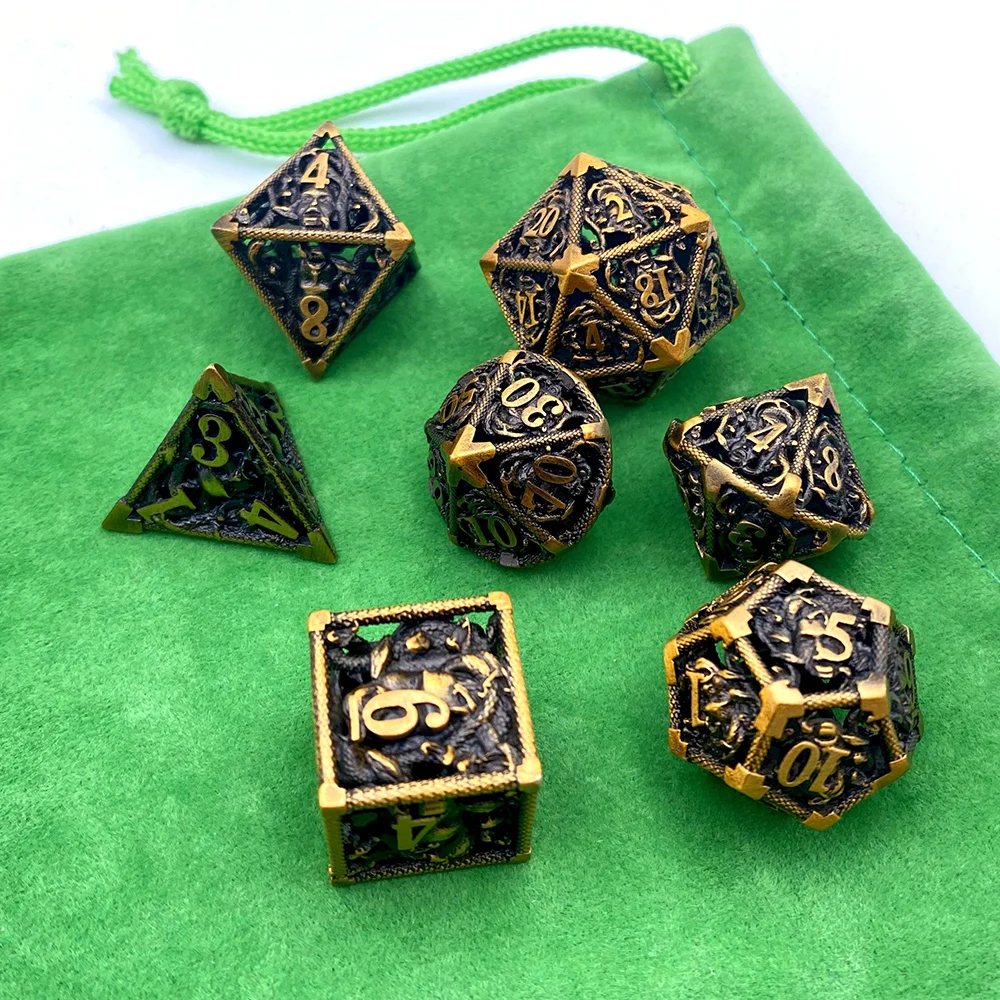 New metal hollow dice flashing dice D4 D6 D8 D10 D10% D12 D20 RPG DND dice