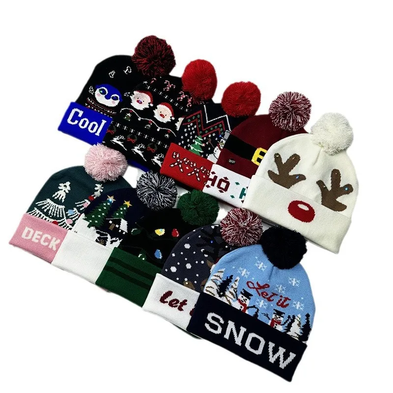 Wholesales Christmas Series Snowman Autumn Winter Knit Flap Knit Holiday Christmas  wrapping students fashion  Beanies Hats