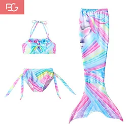 B&G Children Swimsuit 3-piece set kids Girls Swimwear mermaid tail for swimming