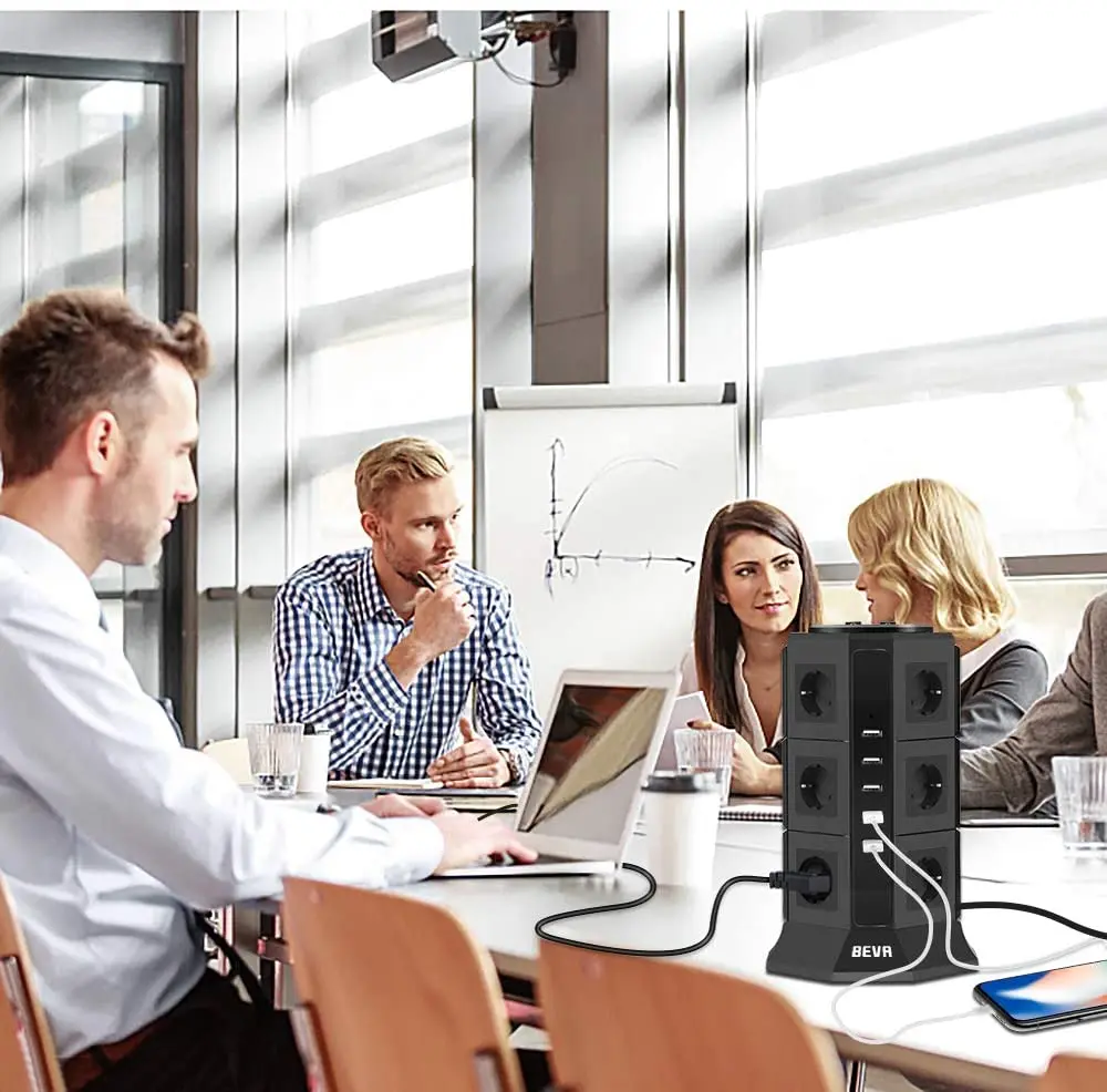 Household socket 16A 4000W USB Vertical Socket EU Plug 2m Extention Cord