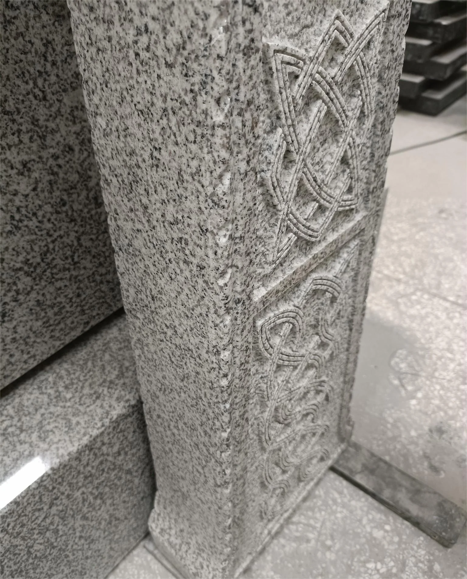 Carved Celtic Cross Monument Ireland Style Grey White Granite Tombstone