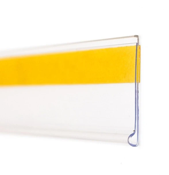 Plastic PVC Acrylic Panel Supermarket Price Tag Display Shelf Data Strip Label Holder With Adhesive Tapes