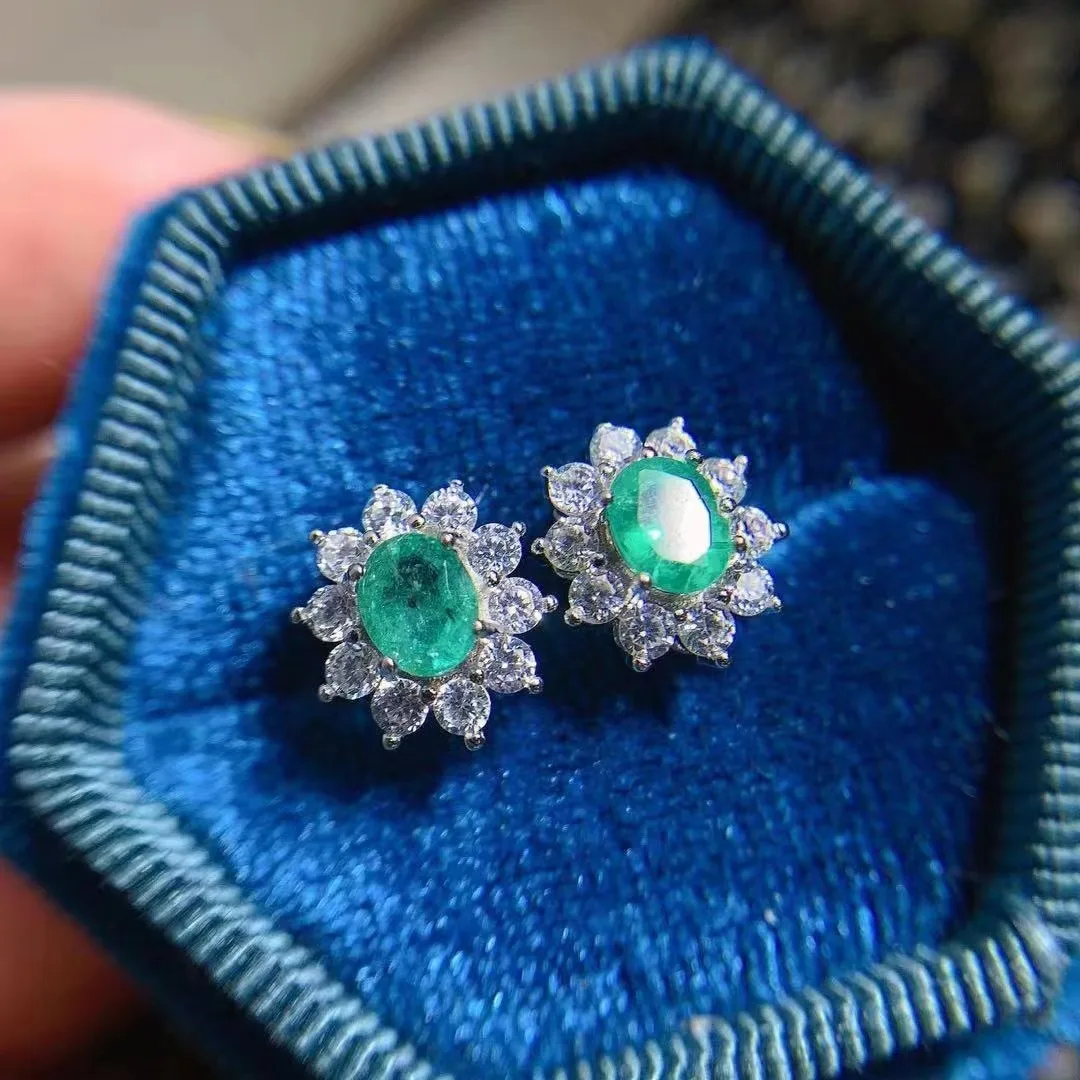 Wholesale Fashion 925 Sterling Silver Ladies Bulk Drop Earring Boho Statement Emerald Earrings For Women