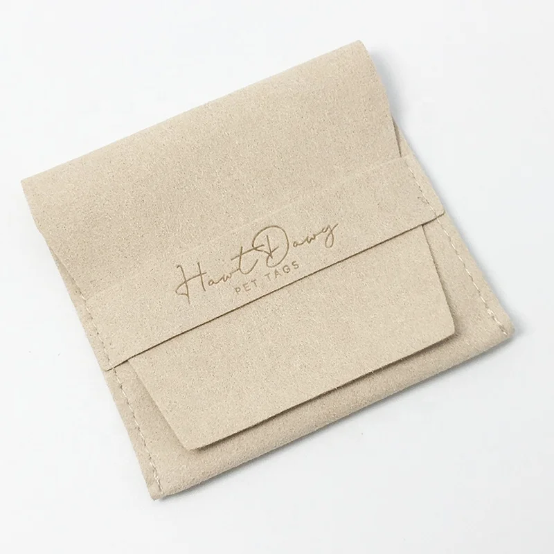 Wholesale Custom Logo Microfiber Envelope Jewelry Bag Embossed Logo Jewelry Bag Ring Earrings Bracelet Jewelry Cover Bag