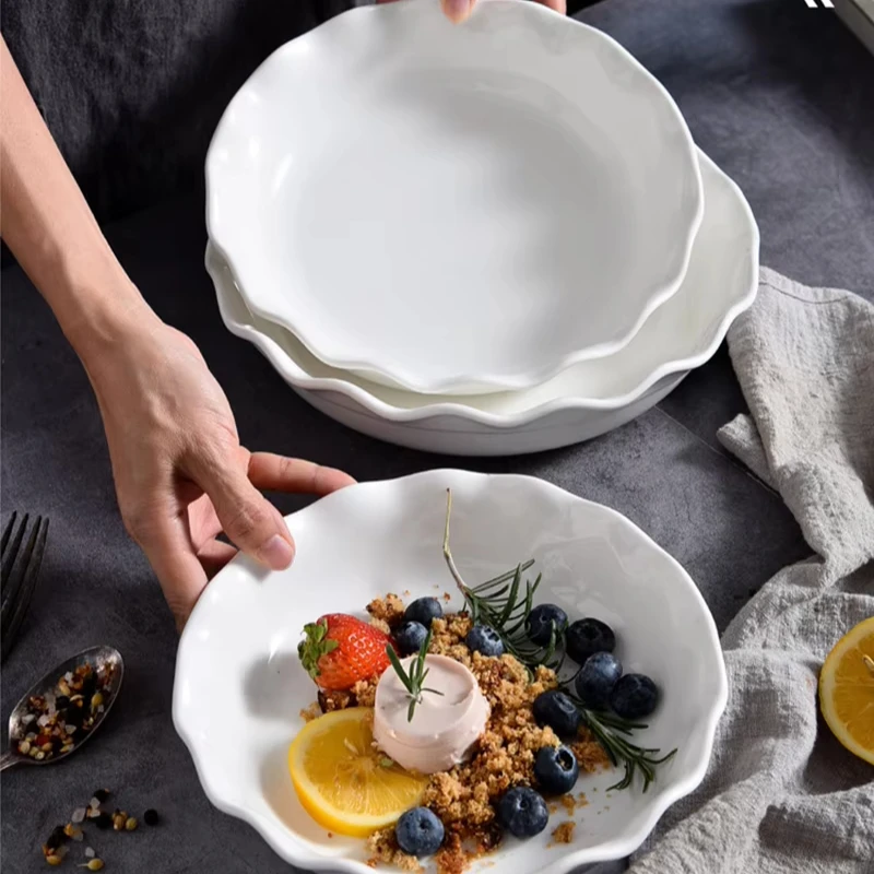 Plates 3 Piece Ceramic Dinner Flat Rim Melamine Size Plate Set White Dinner Mexico