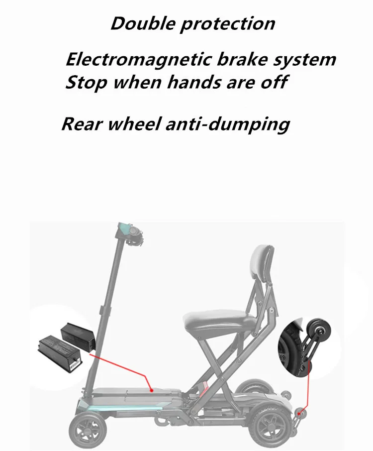 
Aluminum alloy folding disabled elderly portable mobility scooter 4 wheel 