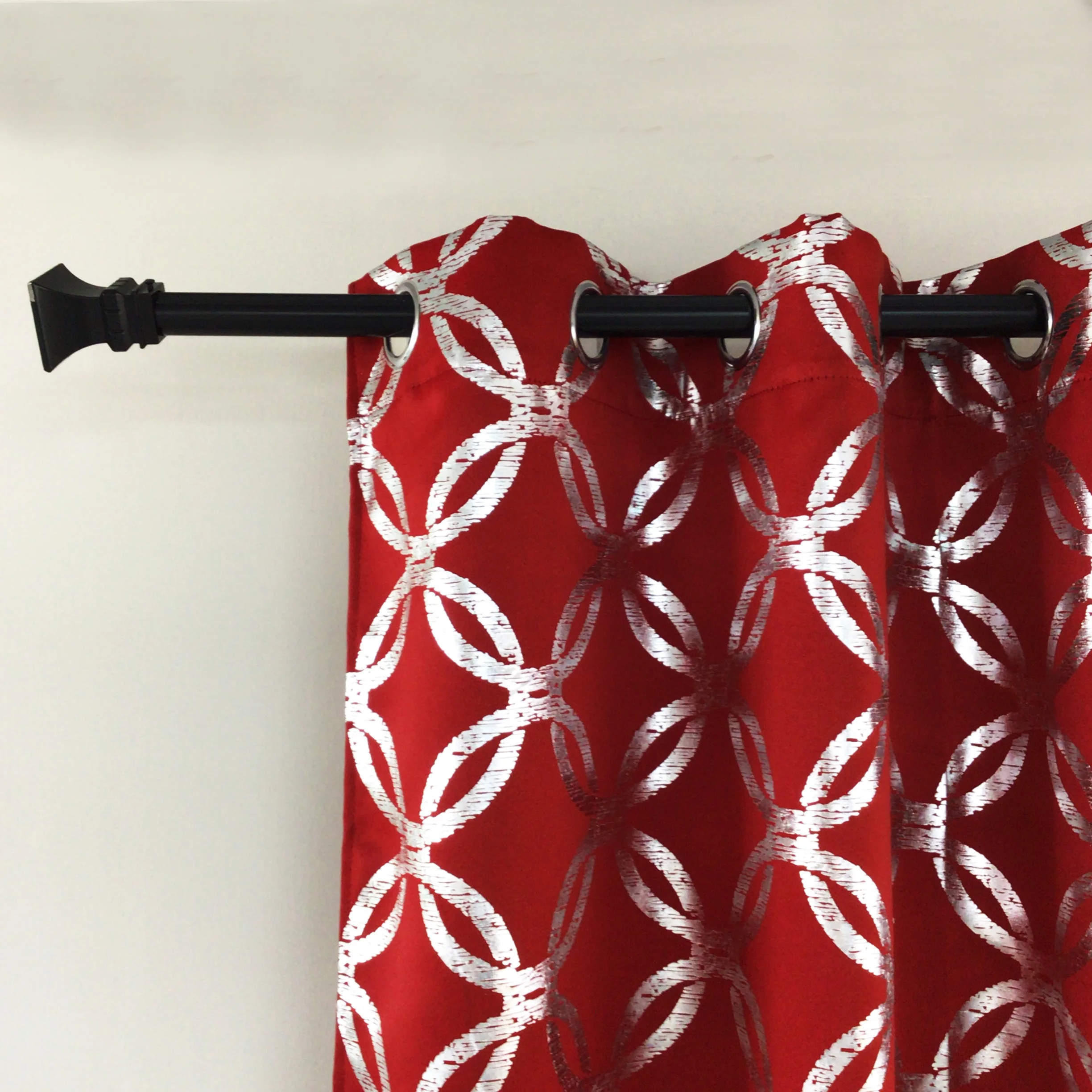 JA 52*84IN Moroccan Metallic Print Energy Efficient Thermal Insulated Curtains Red Blackout Silver Foil for Bedroom Living Room