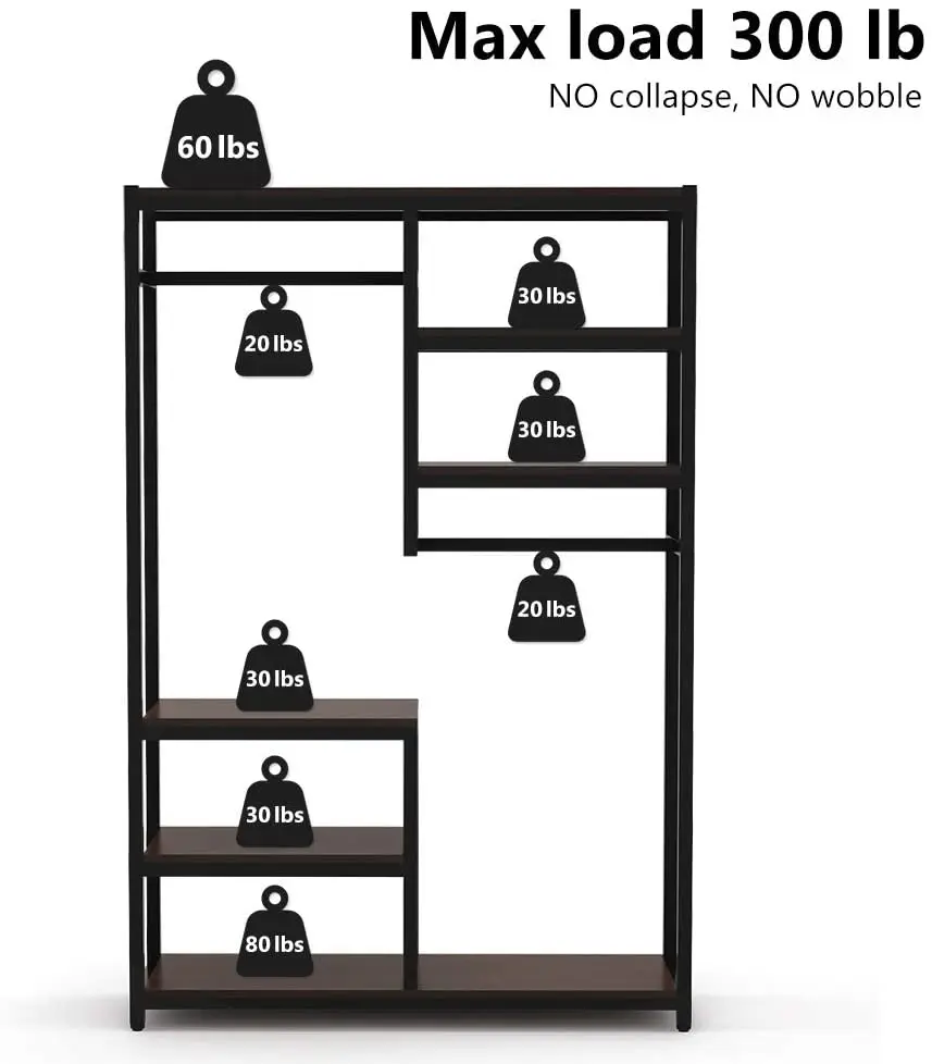 Free-standing Closet Organizer Clothing Shops Display Stands Clothes Garment Racks