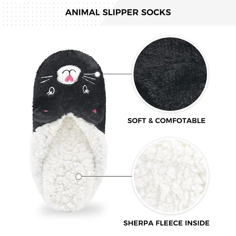 Womens Unique Gifts Lightweight Cozy Warm Cute Animal Slipper Socks with Grippers Anti-Skid Soles Fuzzy House Slippers Socks