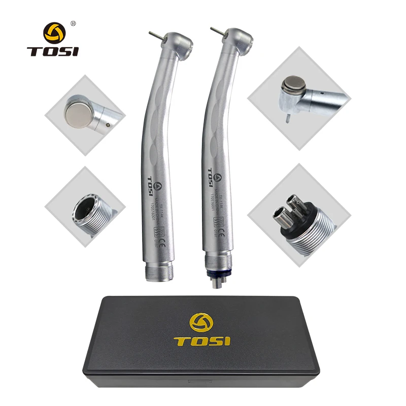 TOSI Ultra Quiet Superior Dental High Speed Handpiece Four/Two Holes Push Botton with Four Water Spray