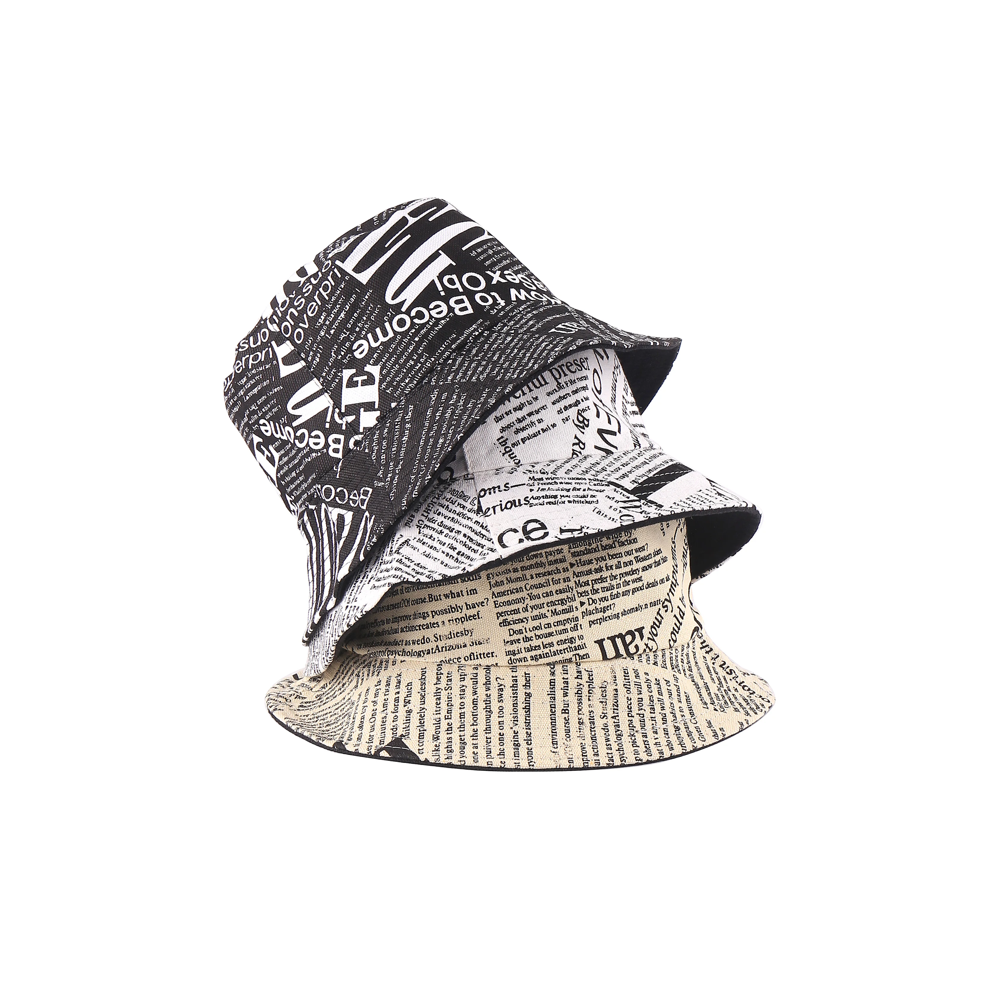 Double-sided fashion wholesale letter bucket hat cotton/polyester  Breathable hole design  bucket hat