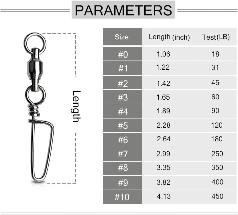 Fishing swivels stainless steel copper swivel snap hook rolling coastlock snap ball bearing fishing snap swivels