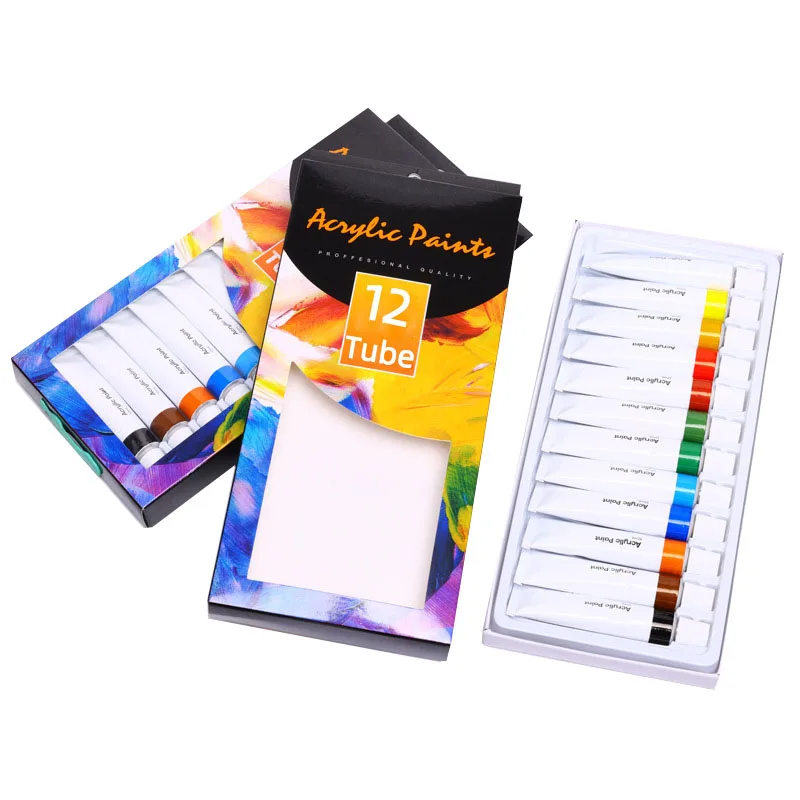 Custom 12 24 colors acrylic paints set aluminium tube watercolor Acrylic pigment permanent acrylic painting kit for drawing