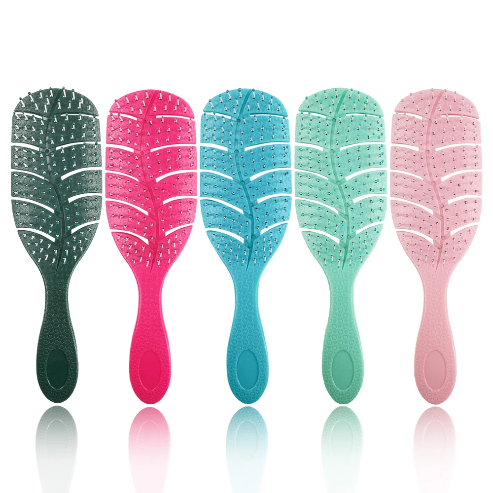 Custom Logo Top Quality Wholesale Matte White Black Luxury Hackle Real Hair Loop Extensions Paddle Cushion Bristle Hair Brush