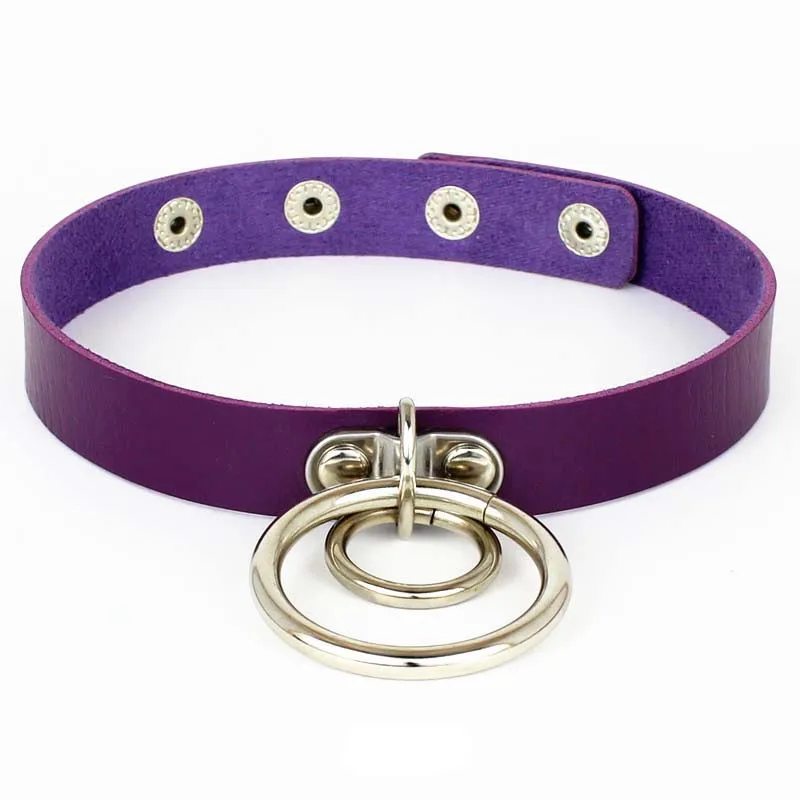 Ожерелье-чокер из искусственной кожи с двойным уплотнительным кольцом и заклепками в готическом стиле панк-рок