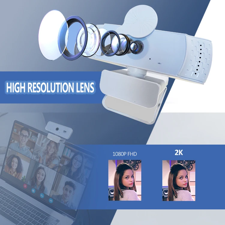 30FPS 2MP Webcam PC Conference Camera USB 2K Auto Focus Web Cam with built in microphone for Zoom Skype Laptop Computer