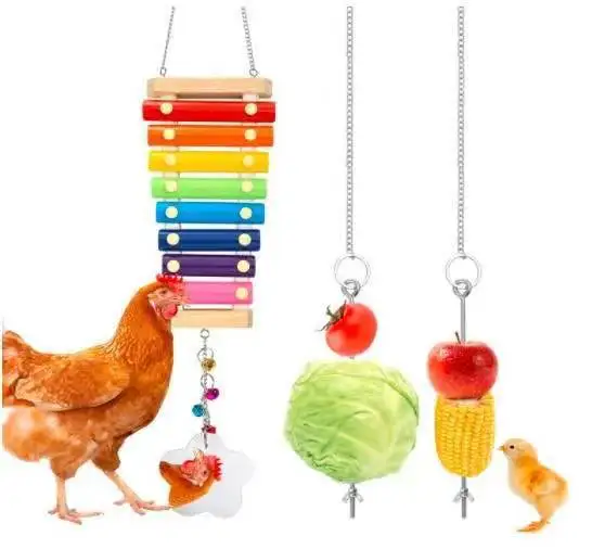 chicken Bell Strings Chewing Pet Parrot Bird Toys Part Soft Set Supplies Bird Cage Accessories