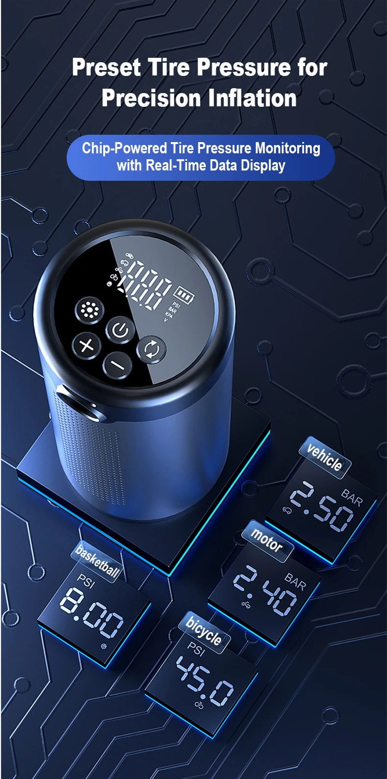 Hot sale 150psi air pump compressor tire inflator wireless handheld inflation car tyre pump air comp