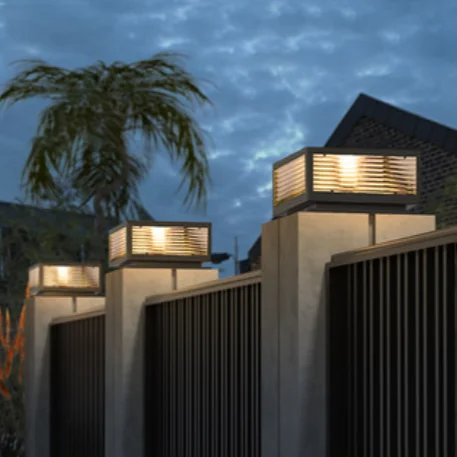 Z-22525 JDKM modern simple waterproof door black stainless steel glass wall decorative front wall square column lamp