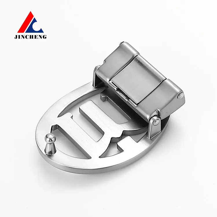 Belt manufacturer Design Your Own Private Silver Plating Custom Letter Logo Metal Brand Name Plate Belt Buckles