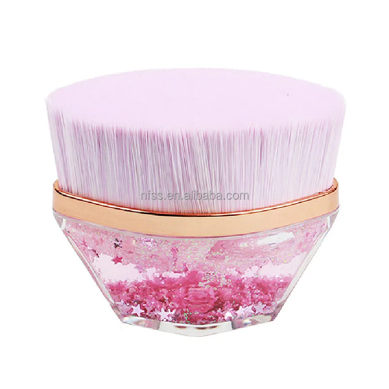  High Quality Synthetic Hair Rhinestone Flat Top Foundation Cosmetic Brush Durable Glitter Floating Hexagon Kabuki Makeup Brush
