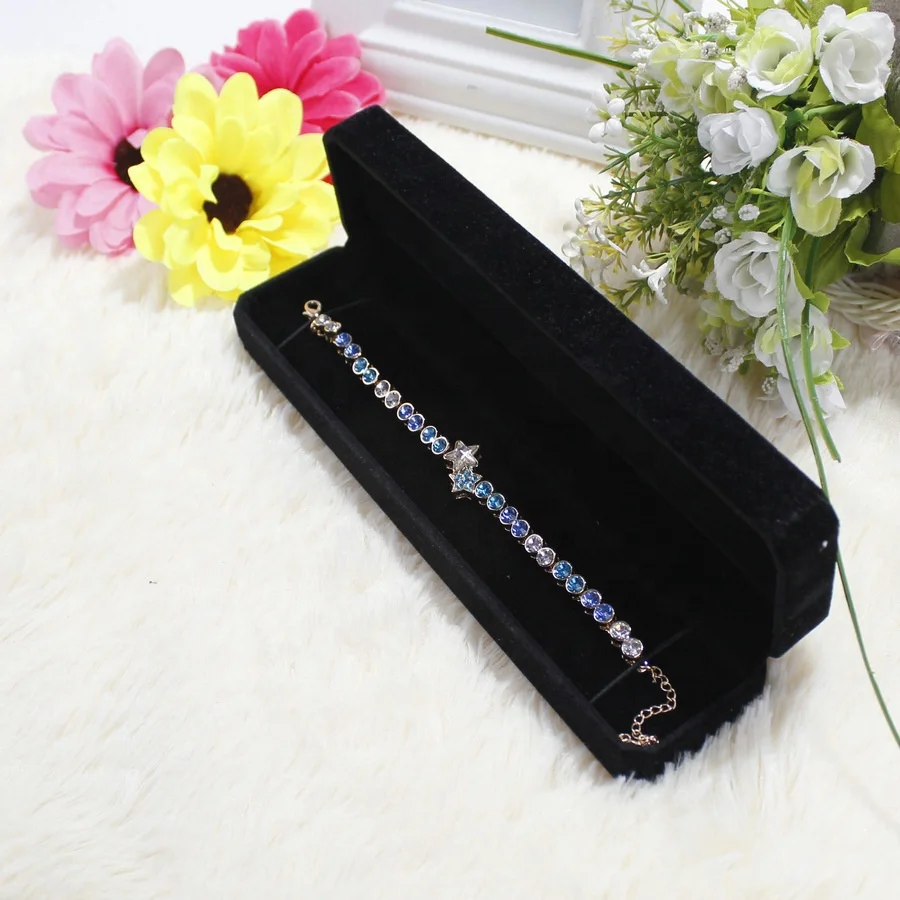 Plastic Classic Red Jewellery Gift Box Bracelet Hand Chain Storage Box Velvet Necklace Long Chain Small Box