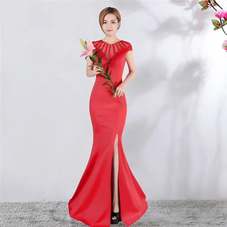 8181#evening dress Long-style  of the car model for the annual meeting of the  night club