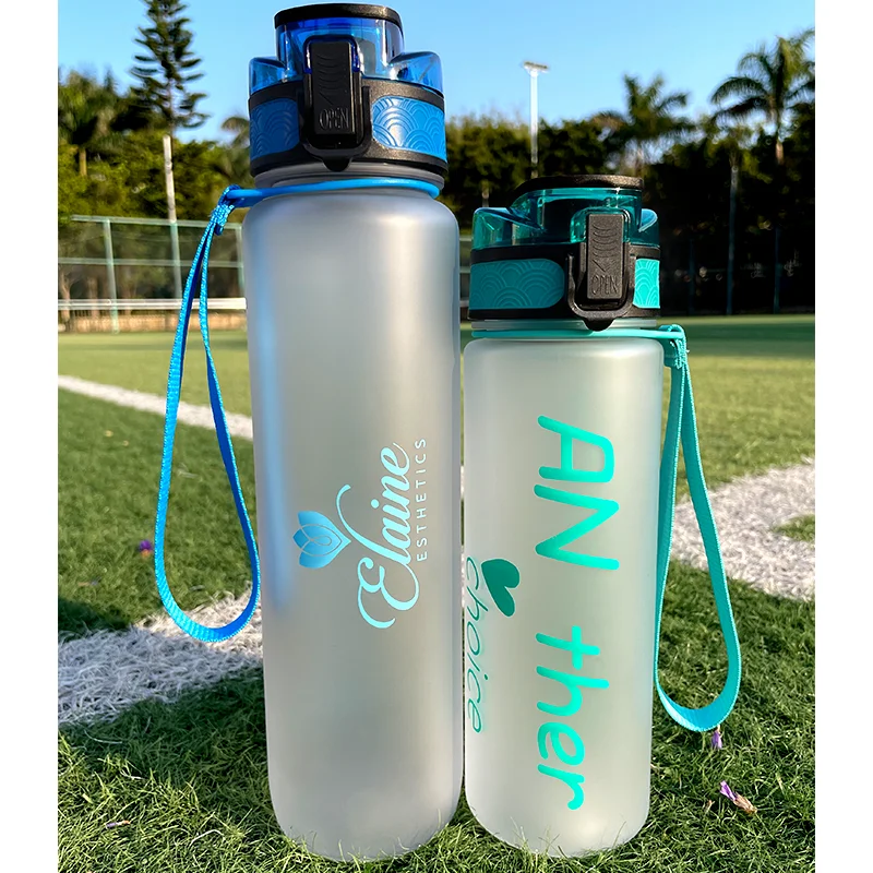 Sports Fitness Water Bottle With Custom Logo 1000 ML BPA FREE Motivational Plastic Water bottle 32 oz Drink Gym Water Bottle