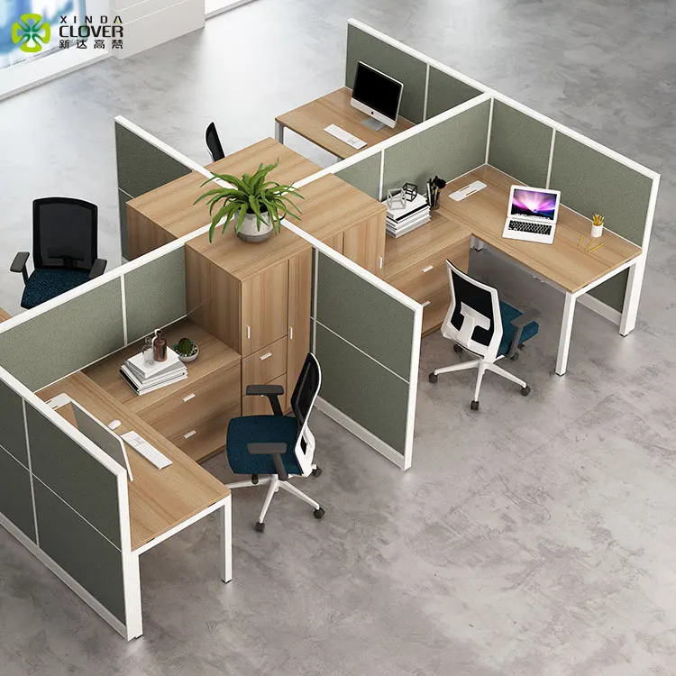 Industrial simple 4 seater modular privacy cubical workstation