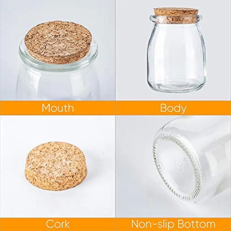 Jars Mini Round Clear Storage Glass with Cork Lids for Wedding Gifts Wholesale 100ml 150ml 200ml Kitchen Storage Bottles & Jars