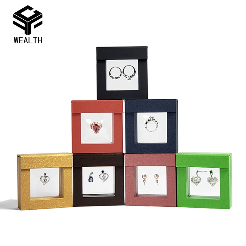 Jewelry 3d Floating Pe Film Suspension Box Transparent Jewelry Display Showcase Storage Ring Earrings Dustproof Packaging Box