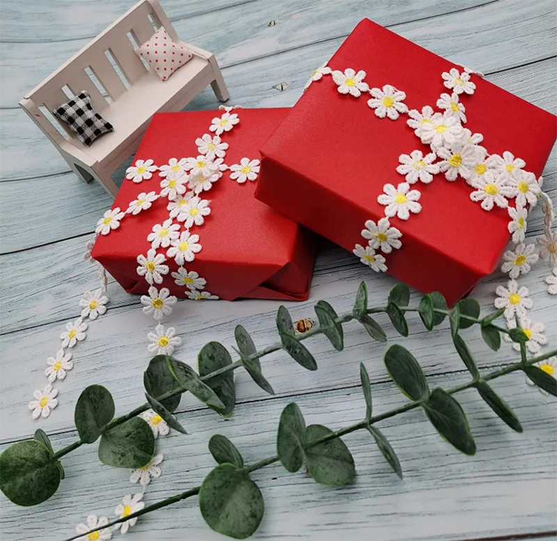 Sewing DIY Crafts Decorations Fabric Daisy Flower Lace Embroidered Trim Ribbons
