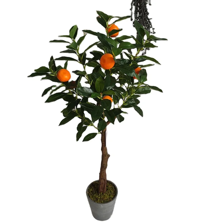 Wholesale Plastic Kumquat Mandarin Oranges Plant Fruit Bonsai Artificial Orange Tree For Living Room Decoration