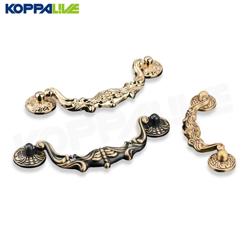 Koppalive Antique Victorian Style Bail Drop Drawer Pulls Brass Cabinet Decorative Dresser Handles