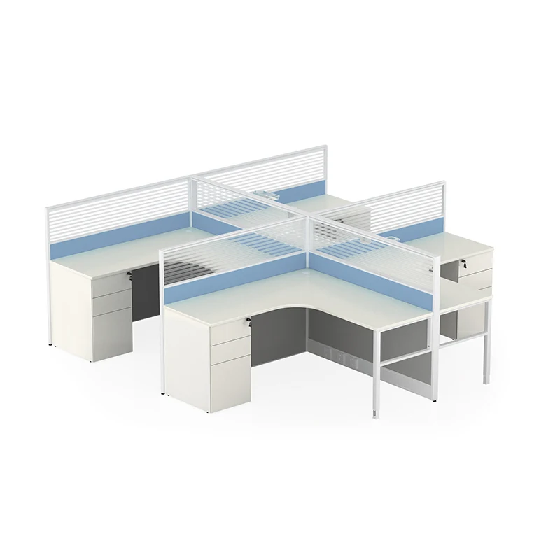Commercial Office Furniture Modern Wooden 4 seater Office Desk Call Center Modular L Shape Workstation Office Table